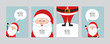 Christmas card set. Merry Christmas and Happy New Year greeting with cute santa claus lettering vector.