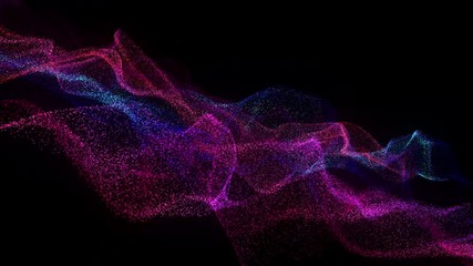 Poster - 4k video. lines abstract. looped animation. wave pattern. dotted lines. neon waves. particles backgr