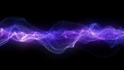 Poster - 4k video. looped animation. wave pattern. dotted lines. neon waves. particles background. seamless l