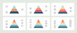 Business infographics. Pyramid charts with 3, 4, 5, 6, 7, 8 steps, options, layers, levels. Vector diagrams.
