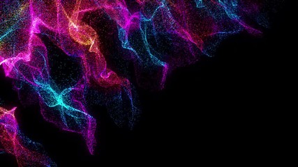 Poster - 4k video. lines abstract. looped animation. wave pattern. dotted lines. neon waves. particles backgr