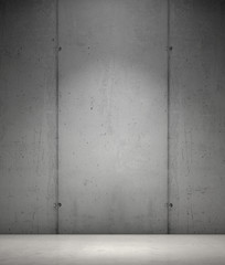 Wall Mural - modern exposed concrete wall background with spot light floor