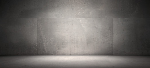 Wall Mural - dark empty concrete wall room floor background spot light presentation scene