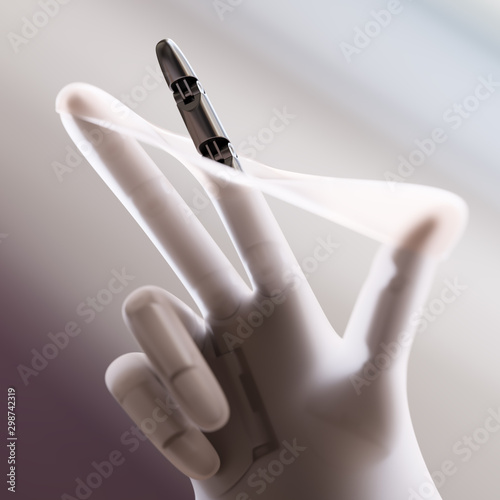 Fotografía Robot Hand Covered in Translucent Elastic Material 3d illustration