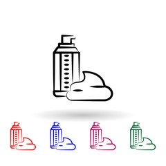 Canvas Print - Shaving foam multi color icon. Simple outline, thin line vector of antiaging icons for ui and ux, website or mobile application