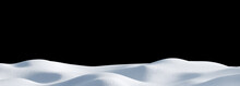 Isolated Snow Hills Landscape. Winter Snowdrift Panoramic Background.