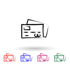 Poster - Credit card sketch style multi color icon. Simple thin line, outline vector of banking icons for ui and ux, website or mobile application
