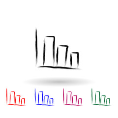 Poster - Business chart sketch style multi color icon. Simple thin line, outline vector of banking icons for ui and ux, website or mobile application