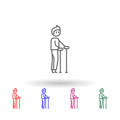 Poster - Walker, physiotherapy, man multi color icon. Simple thin line, outline vector of physiotherapy icons for ui and ux, website or mobile application