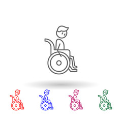 Poster - Disability, physiotherapy man multi color icon. Simple thin line, outline vector of physiotherapy icons for ui and ux, website or mobile application