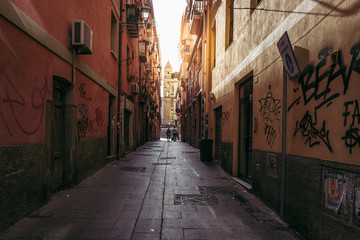 Wall Mural - CAGLIARI, ITALY /OCTOBER 2019: Street life in the old town