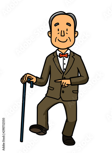 イラスト 高齢者 おじいちゃん 紳士 杖 歩行 Vector De Stock Adobe Stock