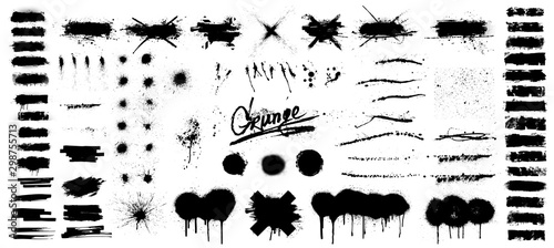 Fotomural Very Nice collection of black paint, great elaboration, spray graffiti stencil template ink brush strokes, brushes, lines