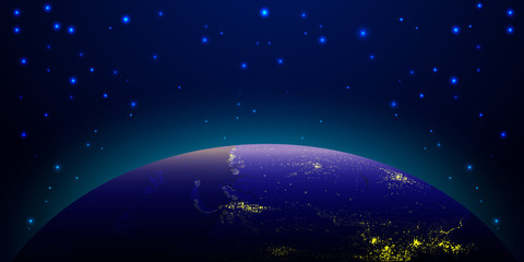 Poster - Planet earth with sunrise in space. Vector space