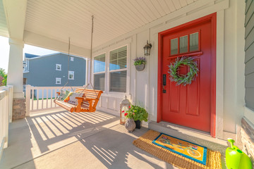 Wall Mural - Front porch of modern home with swinging chair