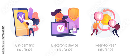 Fotografía Services ordering, financial protection, risk sharing icons set