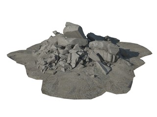 Wall Mural - Heap of rubble and debris isolated on white 3d illustration