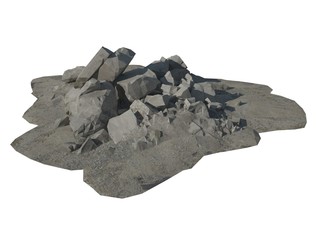 Wall Mural - Heap of rubble and debris isolated on white 3d illustration