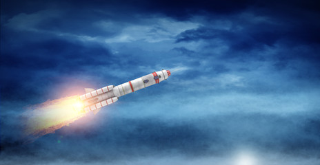 Wall Mural - rocket in the sky. mixed media