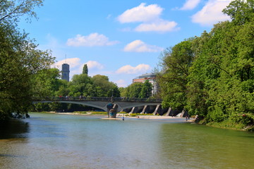 Canvas Print - Isar River in Munich, Germany