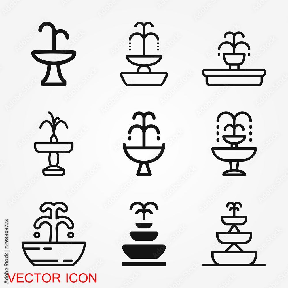 Fountain icon, vector illustration fountain with water splash - obrazy, fototapety, plakaty 