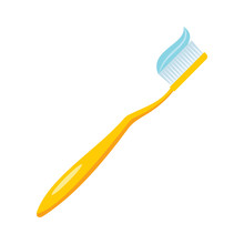 Toothbrush Icon In Flat Style