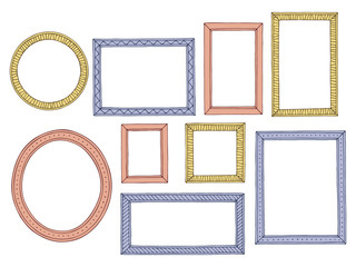 Picture frame graphic color isolated sketch set illustration vector