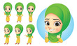 Muslim Little Girl Mascot Character Set