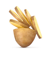 Wall Mural - potatoes chopped 24 on white background