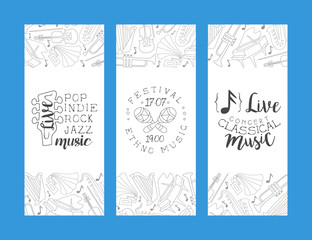 Poster - Pop, Indie, Rock, Jazz Vertical, Ethno Music Festival Banner Template, Live Musical Concert Vector Illustration