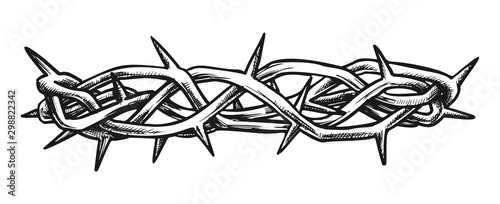 Photographie Crown Of Thorns Jesus Christ Side View Ink Vector
