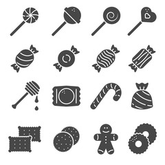 Wall Mural - Sweets and candy icon set on white background