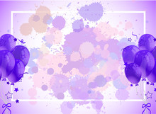 Frame Template Design With Purple Balloons