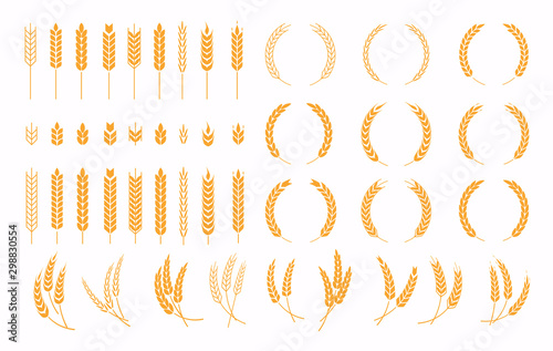Fotografía Set of wheats ears icons and wheat design elements