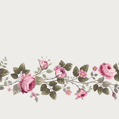 seamless floral border with roses