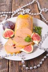 Wall Mural - foie gras with fresh fig and christmas decoration