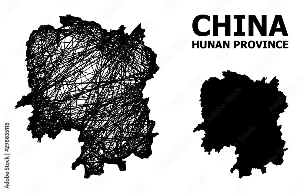 Custom Hunan Map Wire Frame Map of Hunan Province Stock Vector | Adobe Stock