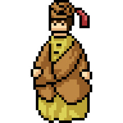 Poster - vector pixel art monk doll