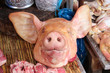 Fresh pork head sold in a market