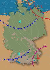 Wall Mural - germany. weather map of the germany. meteorological forecast. editable vector illustration of a gene