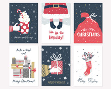 Christmas And New Year Card Collection In Hand Draw Style