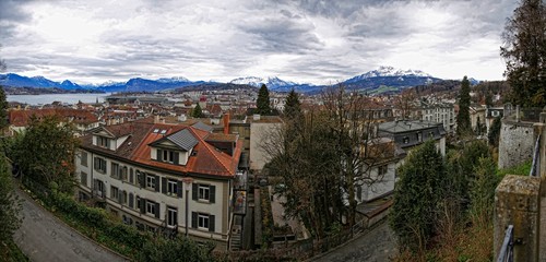 Wall Mural - Winter panoramic in Lucerne. Switzerland