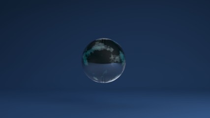 Poster - 3D illustration of a ball in a dark Studio with reflections. Abstract image in a futuristic style for the background image of the desktop and Wallpapers. 3D rendering