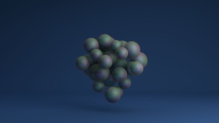 Poster - 3D image of a cluster of many balls of different sizes with an iris. 3D rendering for abstract compositions and futuristic design. Idea for desktop screensavers, Wallpapers, background compositions.