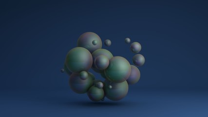 Poster - 3D image of a cluster of many balls of different sizes with an iris. 3D rendering for abstract compositions and futuristic design. Idea for desktop screensavers, Wallpapers, background compositions.