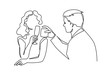 Couple drinking wine continuous one line vector drawing. Lovers. Romantic date. Valentines day celebration.