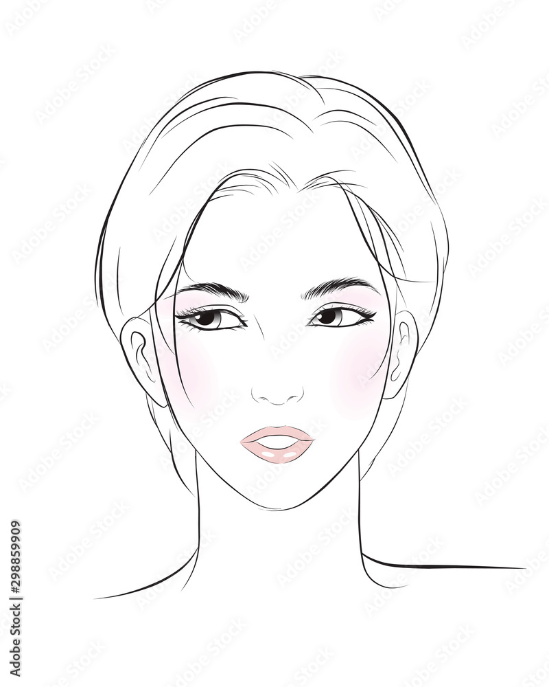 girl face short hair portrait isolated on white background. hand drawn  vector illustration Stock Vector | Adobe Stock, image size:800x1000