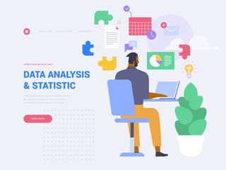 Poster - Data analytics landing page vector template