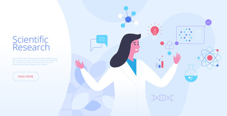 Poster - Scientific research landing page vector template