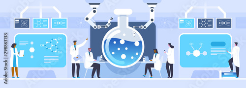 Fotomural Science experiment flat vector illustration
